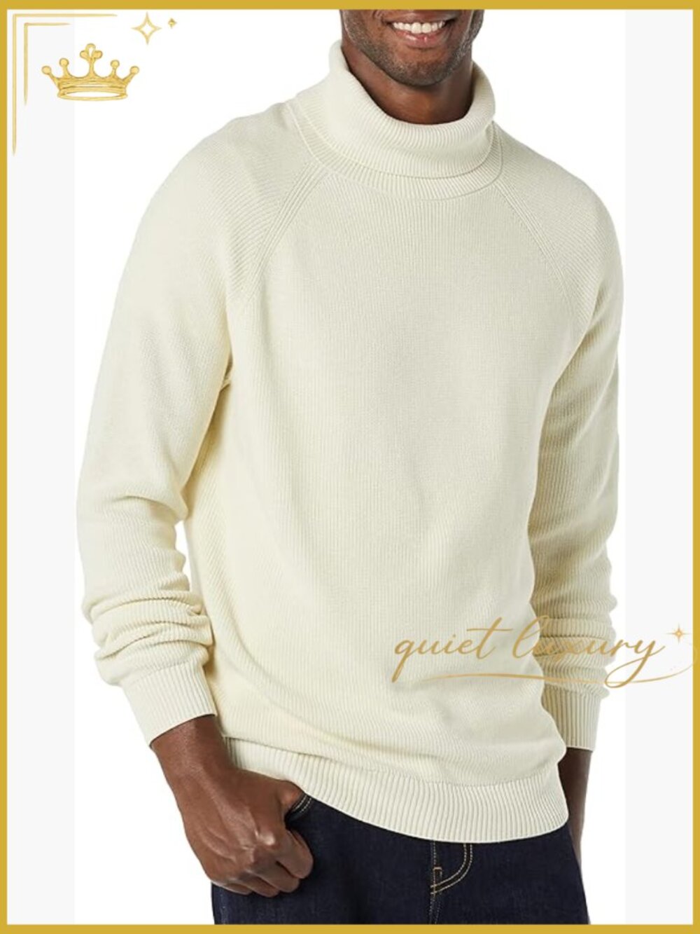 Men's Cotton Rib Knit Turtleneck Pullover Sweater